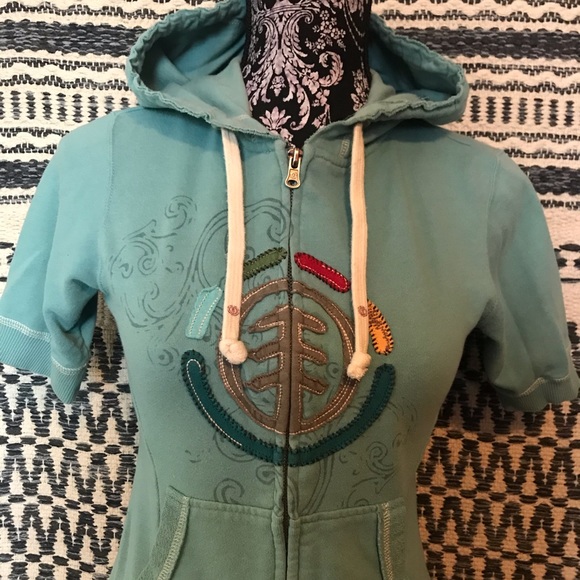 Vintage 1990’s Element Appliqué Logo Short Sleeve Zip Up Hoodie Size XS-Small - Picture 9 of 9